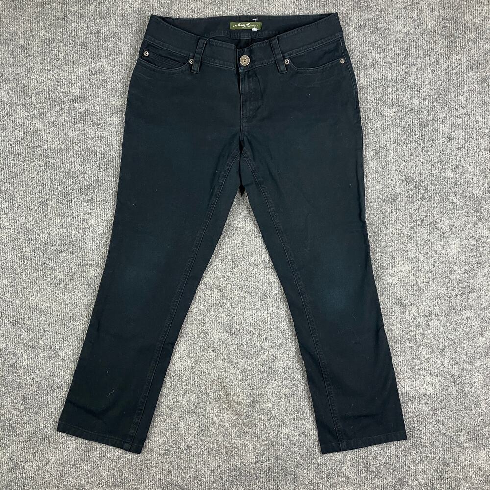Eddie Bauer Pants Womens Size 4 Black Slim Fit‎ Cropped Stretch Casual Trousers